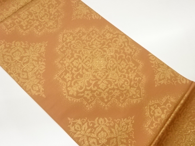 変わり花唐草に華文模様織出し袋帯